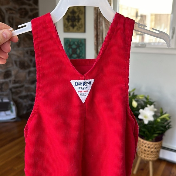 Vintage Oshkosh Baby Boys Red Corduroy Footed Overalls - Picture 5 of 8
